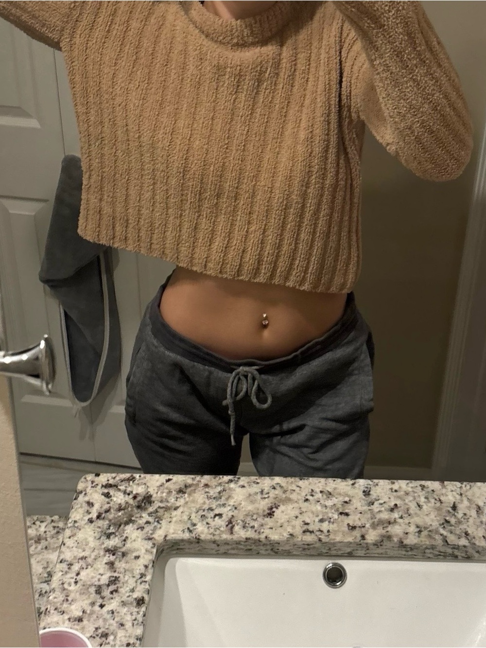 Urban Heritage Cropped Crewneck Sweater in Camel